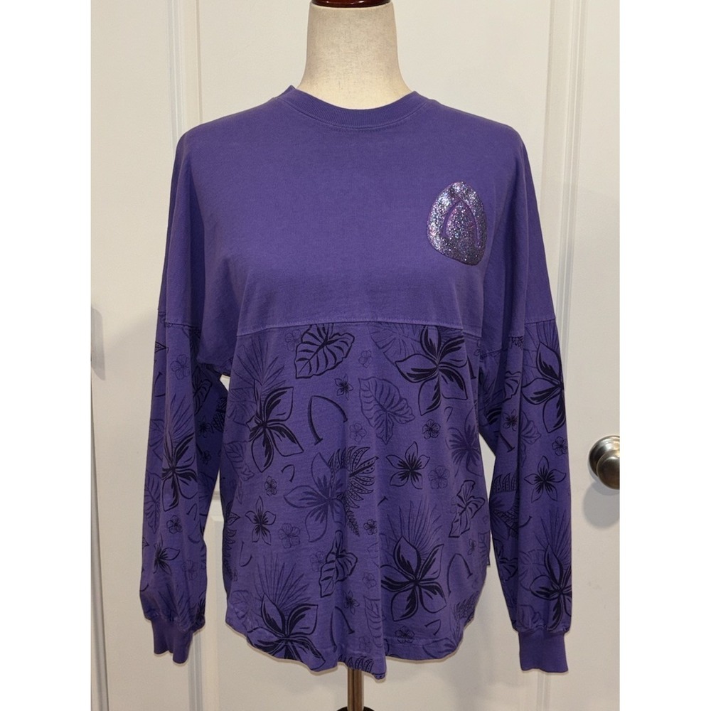 Disney Aulani‎ Spirit Jersey Puff Glitter Ink Cotton USA Purple Sz XS
